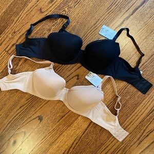 NWT Le Mystere Mama Mia nursing bras 32DDD/F Set of TWO (nude and black)